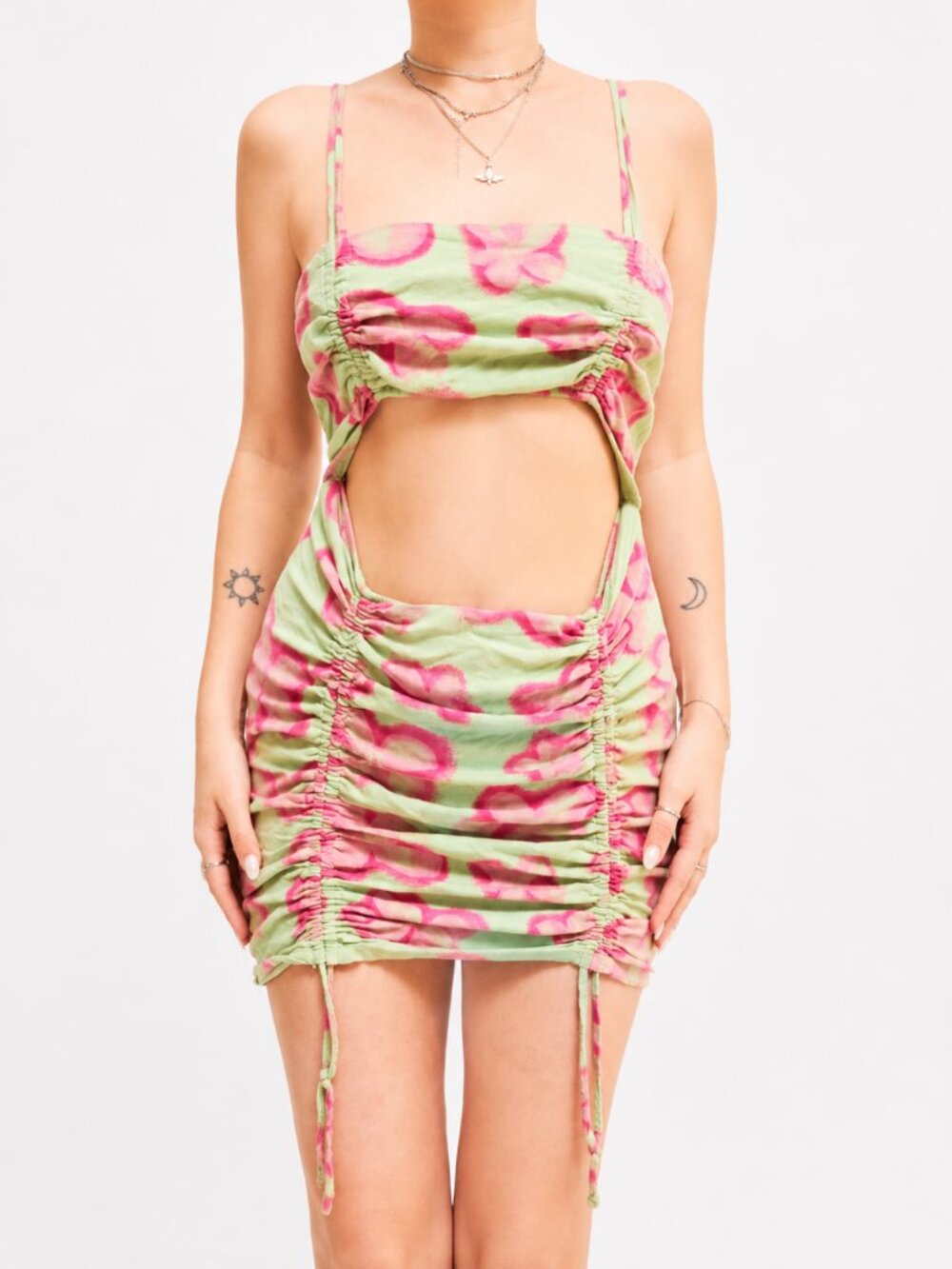 Floral Cut Out Mini Dress